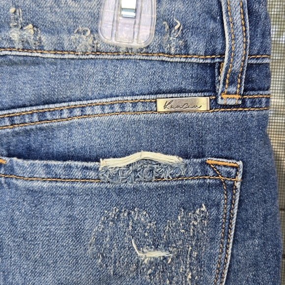 Kancan Low-Rise Denim Shorts Highly Distressed Women's Sz 7/27 - Picture 6 of 9